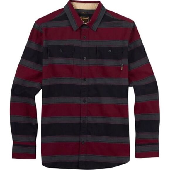 Burton Flannel Shirt Mens Medium Long Sleeve Button Stripe Double Flap Pocket - Picture 1 of 9
